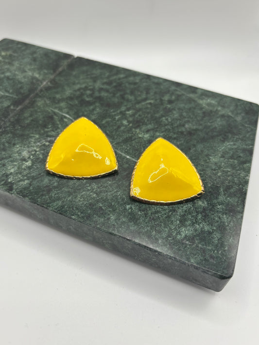 Jumbo Yellow Vintage Triangle Earrings