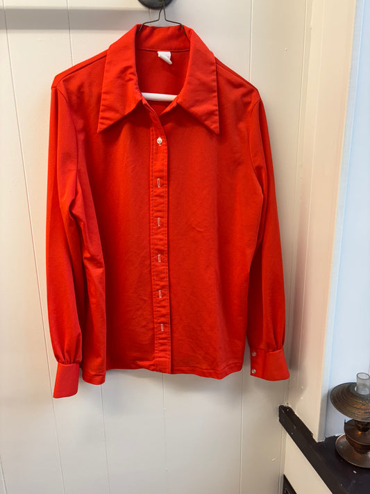 Red Orange Button Blouse