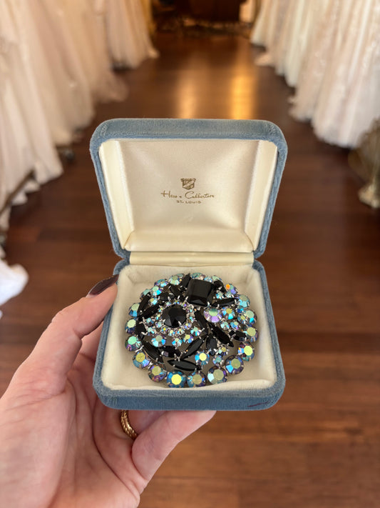 Gorgeous Large Domed Crystal Brooch