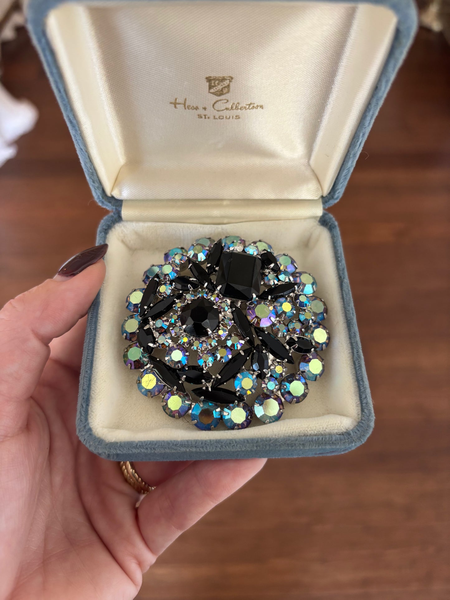 Gorgeous Large Domed Crystal Brooch