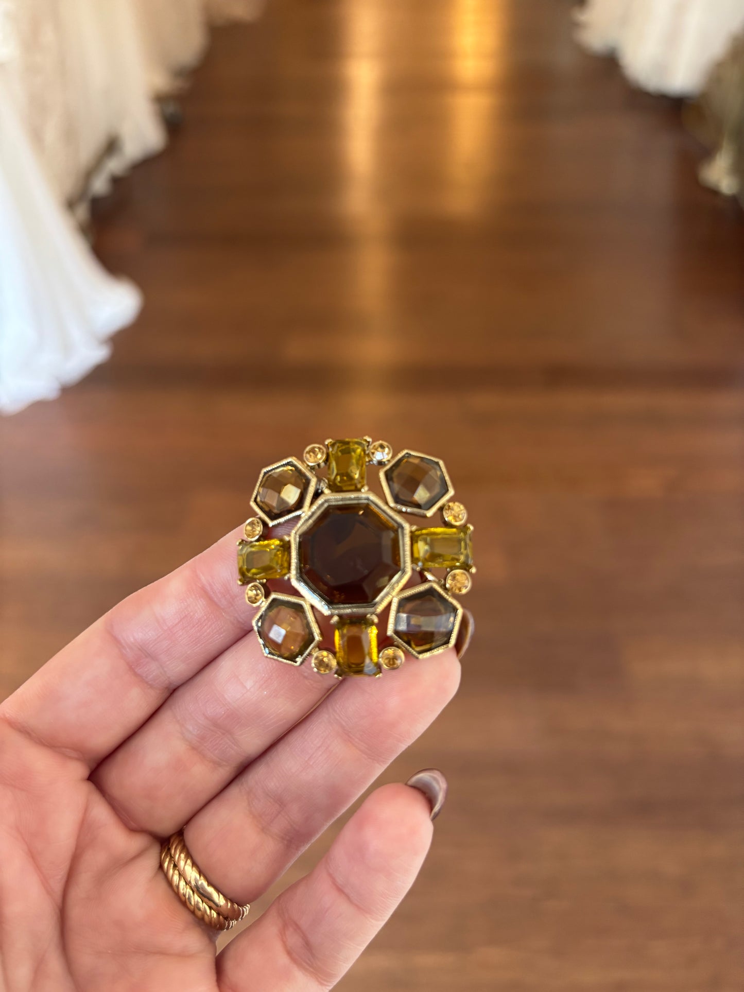 Vintage Amber Stone Brooch