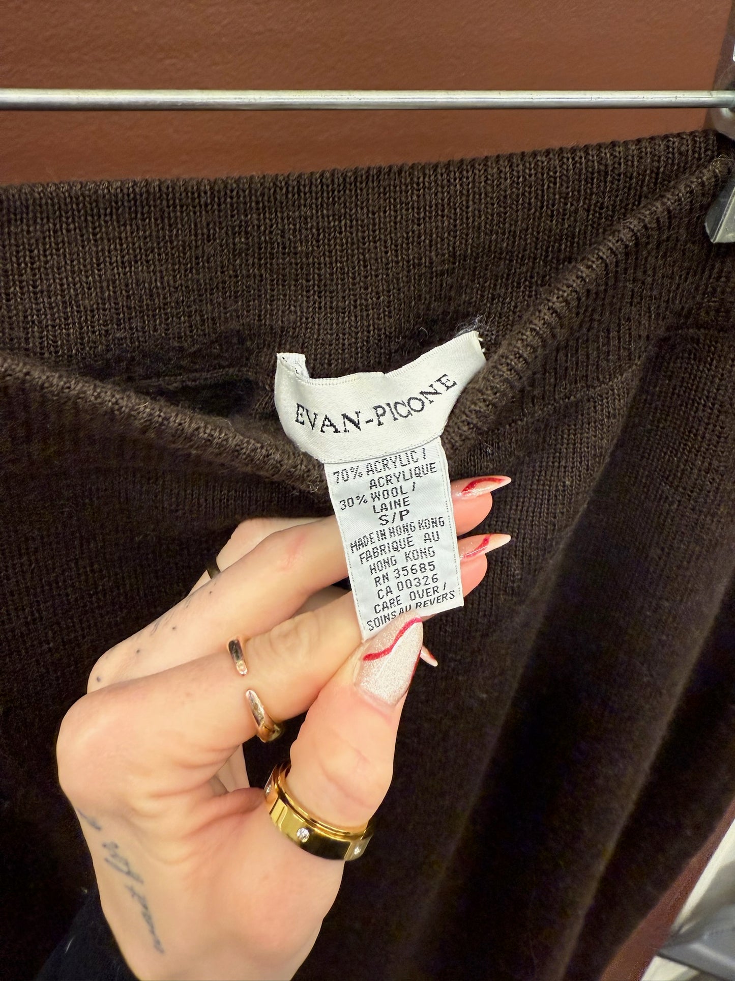 Brown Wool Pencil Skirt