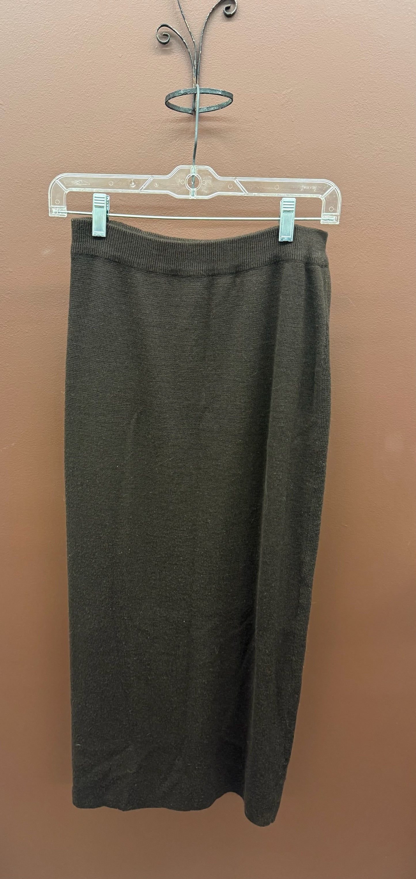 Brown Wool Pencil Skirt