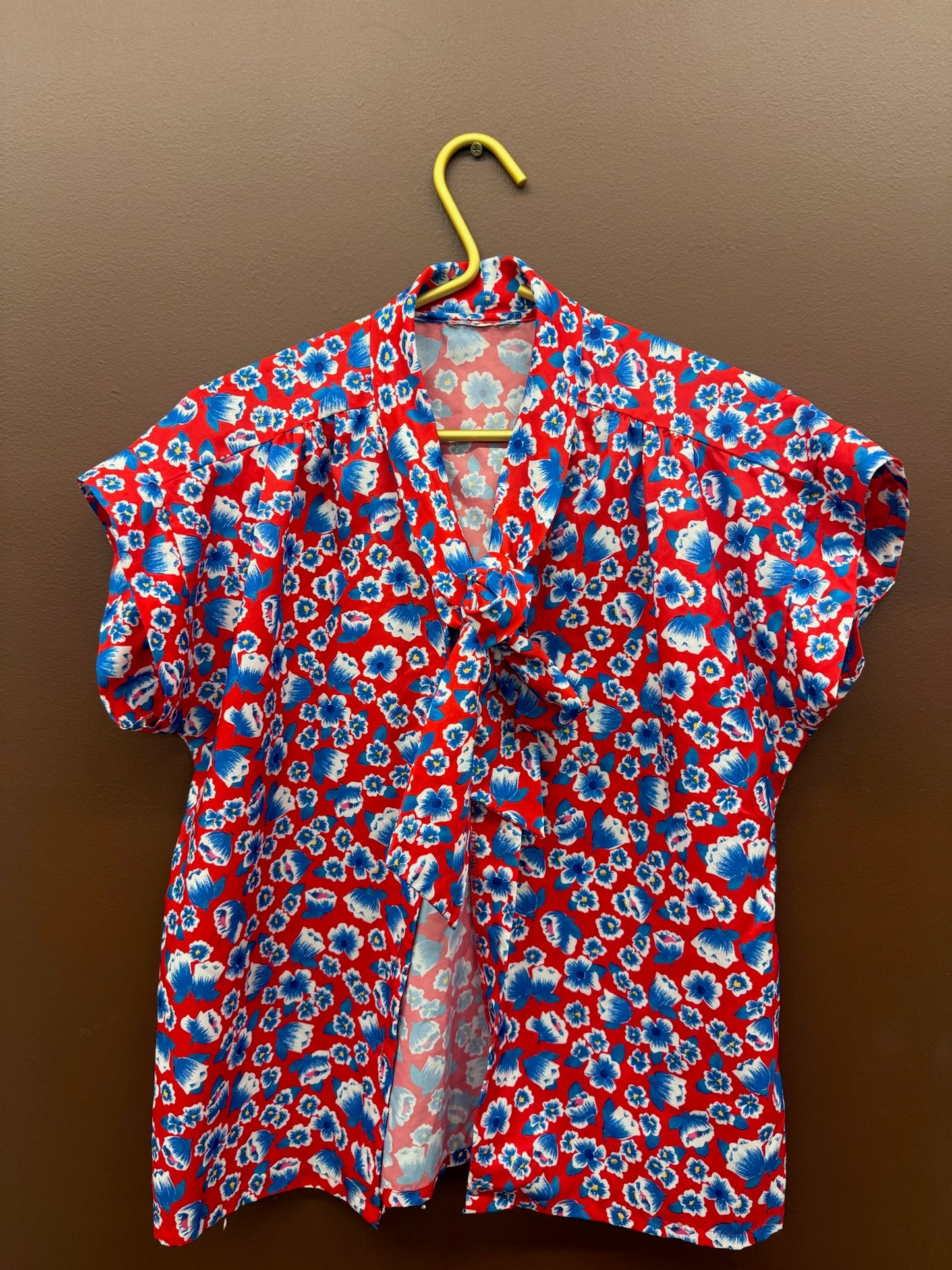 Red & Blue Floral Top