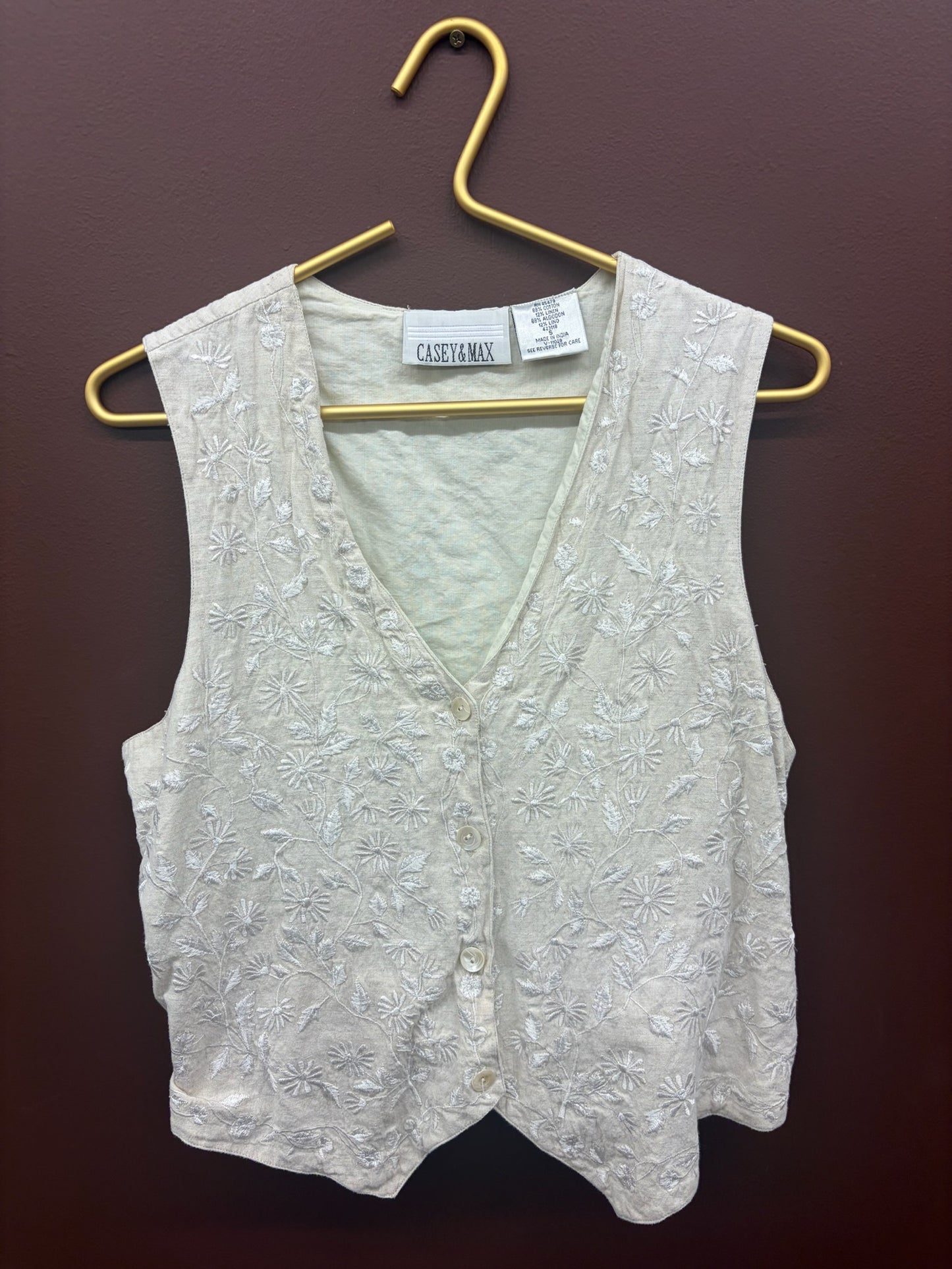 Cotton Ecru Embroidered vest