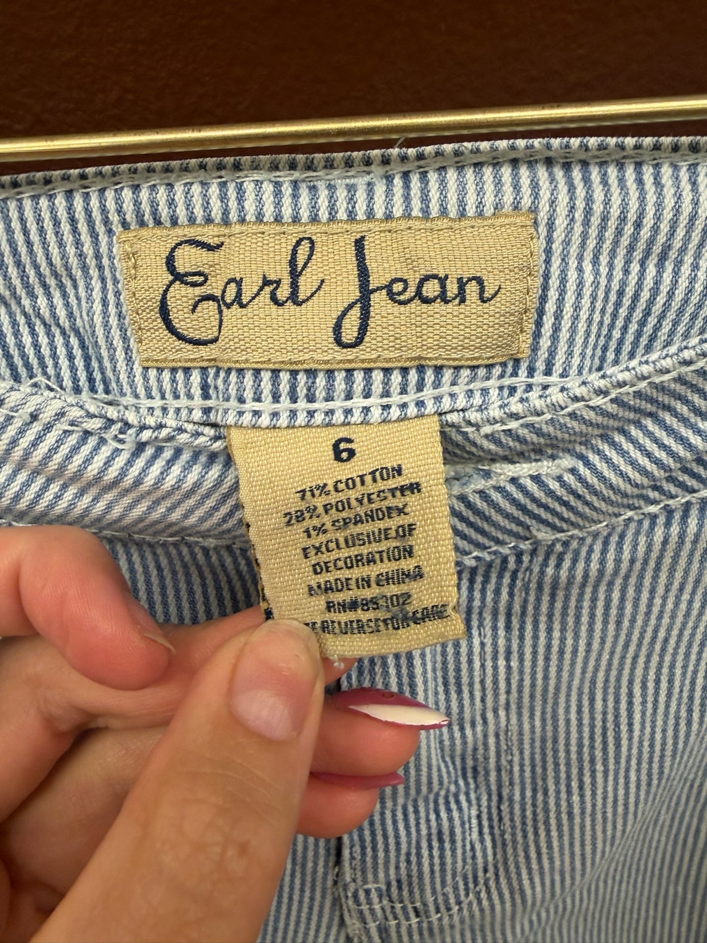 Denim Striped Capri Pants