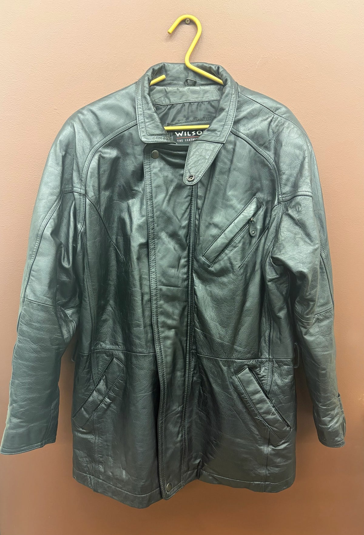 90s Black Leather Coat