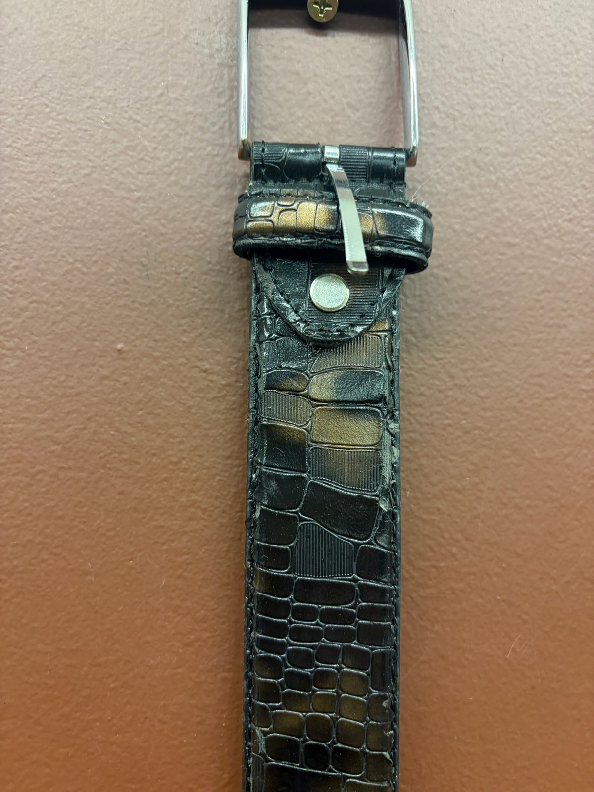 Black Leather Croc Belt
