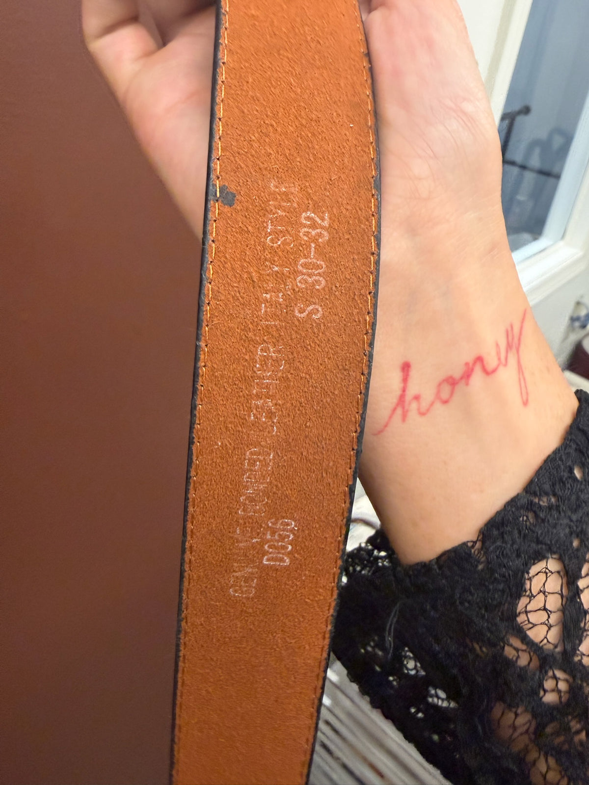 Black Leather Croc Belt