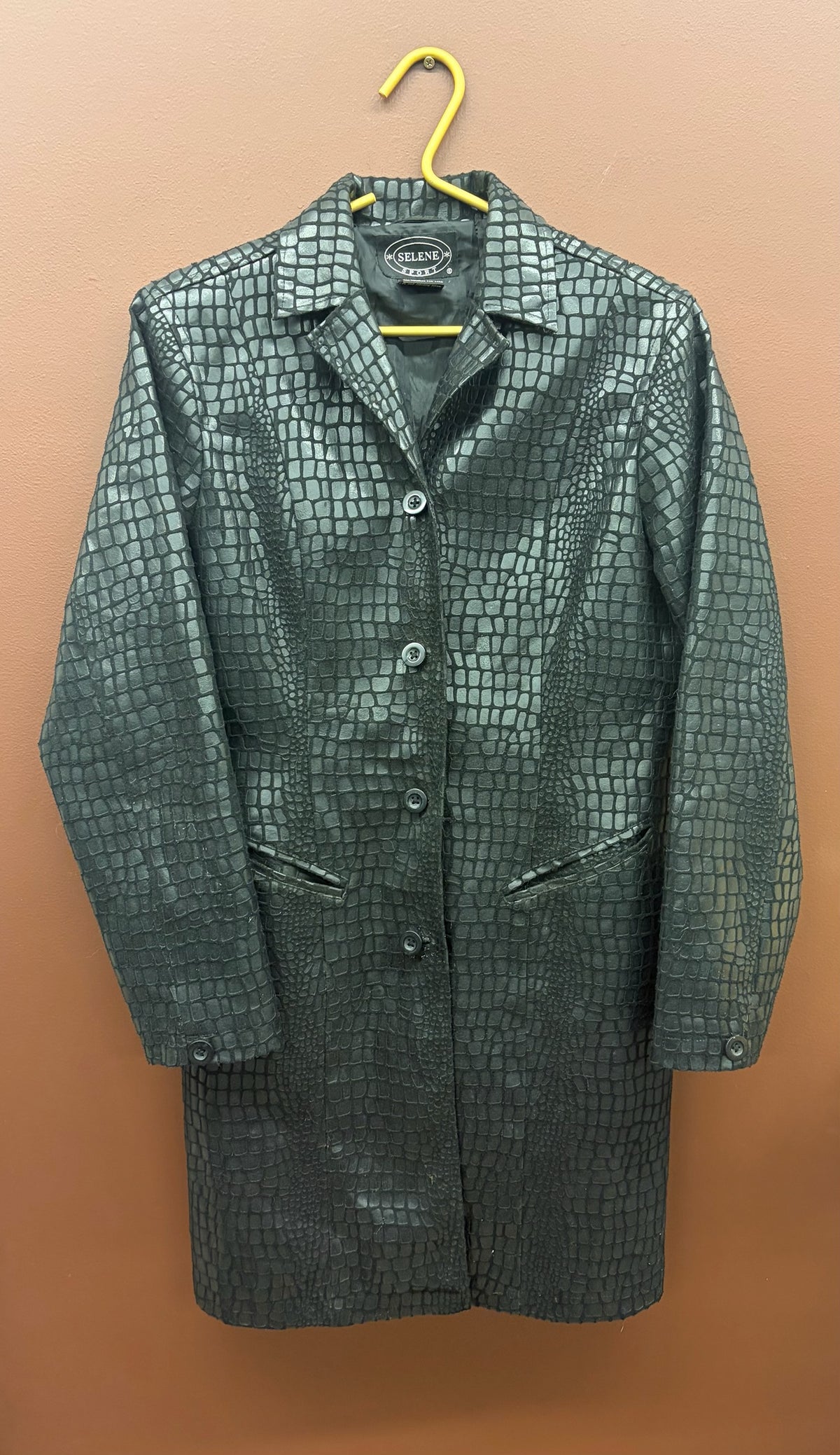 Faux Snake Black Long Jacket